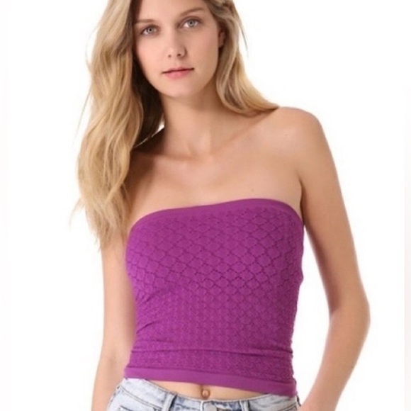 Free People Honey Textured Tube Top in Purple Size M/L - Picture 1 of 9